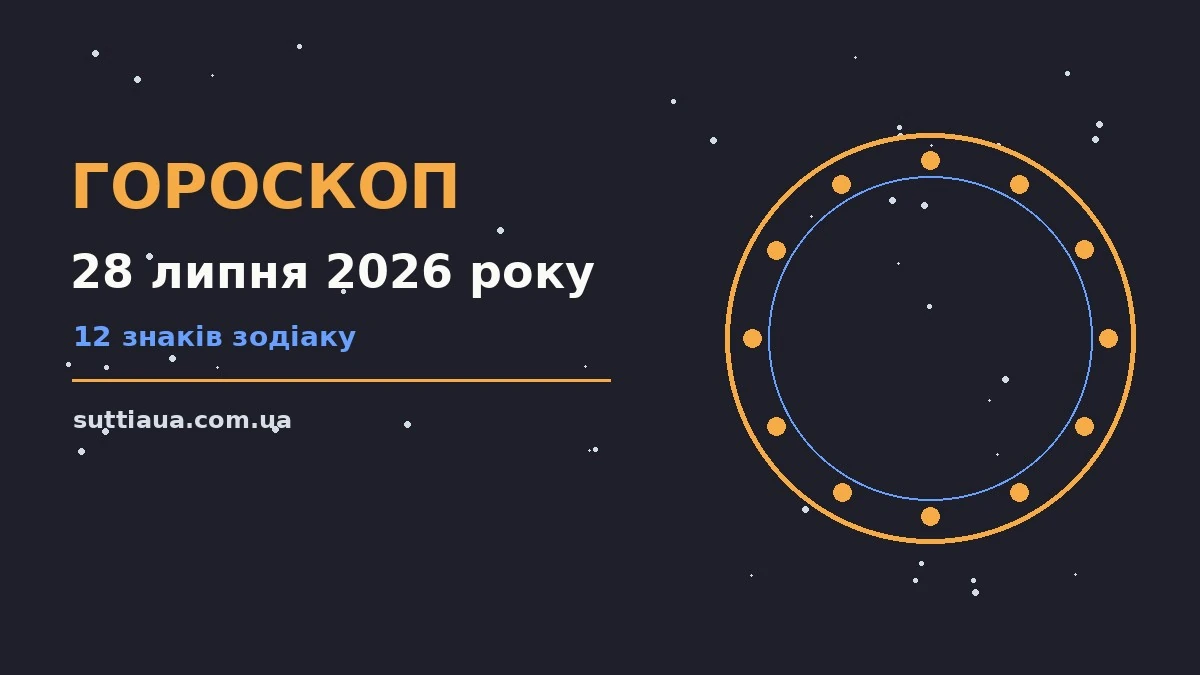 Зодіакальний круг на тлі ранкового неба, символ щоденного гороскопу на 28 липня 2026 року
