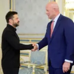 Президент Володимир Зеленський під час зустрічі з послом США при НАТО Метью Вітакером та командувачем Спеціальної місії НАТО