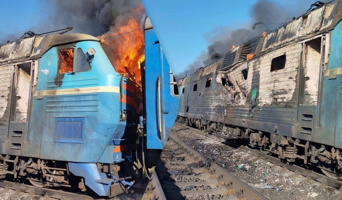 Наслідки удару дроном по пасажирському поїзду в Запорізькій області
