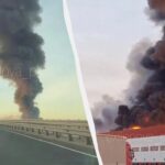 Пожежі в підмосковному Подольську вночі після удару безпілотників: вогонь і дим над промисловими обʼєктами, зокрема